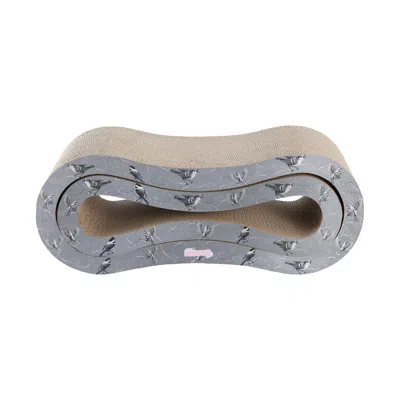 The Licker Store Suvi Modern Cardboard Infinity 2-in-1 Lounge Bed Cat Scratcher With Catnip In Gray