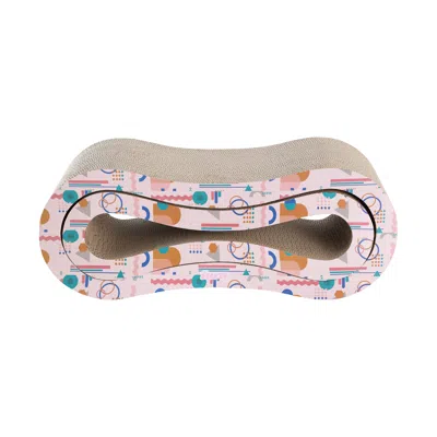 The Licker Store Suvi Modern Cardboard Infinity 2-in-1 Lounge Bed Cat Scratcher With Catnip In Multi