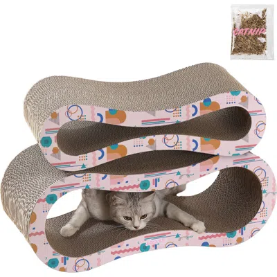 The Licker Store Suvi Modern Cardboard Infinity 2-in-1 Lounge Bed Cat Scratcher With Catnip In Multi