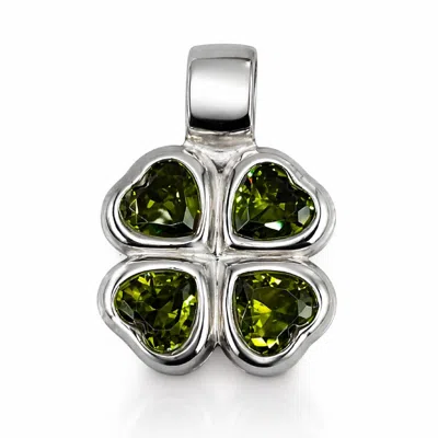 The Lila Lobster Women's Silver / Green Clover Charm Silver In Multi