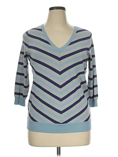 Pre-owned The Limited 3/4 Sleeve Top Blue V-neck Tops