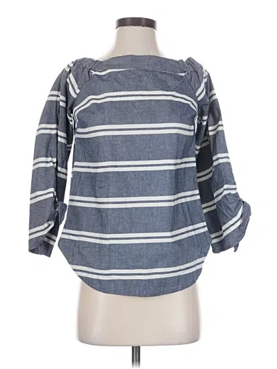 Pre-owned The Limited 3/4 Sleeve Top Gray Stripes Pattern Boatneck Tops