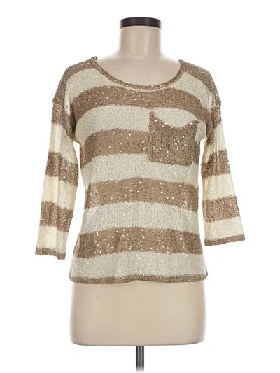 Pre-owned The Limited 3/4 Sleeve Top Tan Scoop Neck Tops