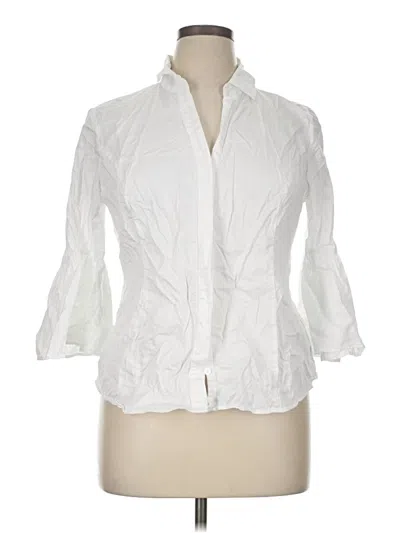 Pre-owned The Limited Black Collection 3/4 Sleeve Button Down Shirt In White