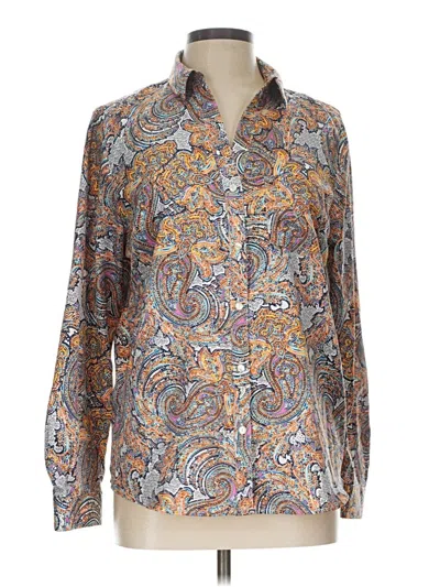 Pre-owned The Limited Long Sleeve Blouse In Brown