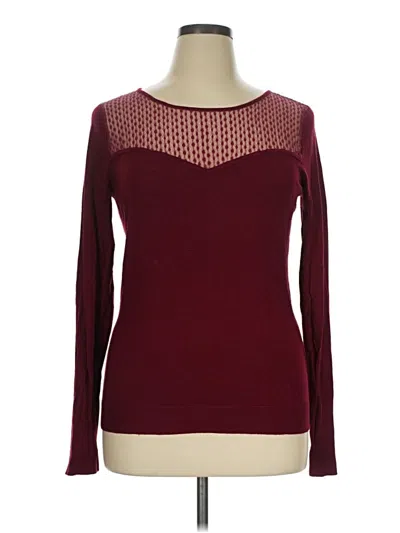 Pre-owned The Limited Long Sleeve Top Burgundy Crew Neck Tops