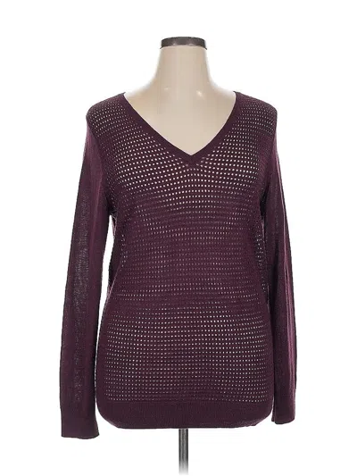 Pre-owned The Limited Long Sleeve Top Burgundy V Neck Tops