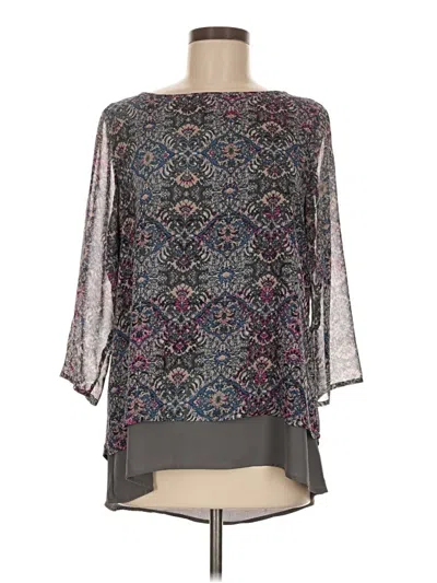 Pre-owned The Limited Outlet 3/4 Sleeve Blouse In Gray