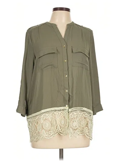 Pre-owned The Limited Outlet 3/4 Sleeve Blouse In Green