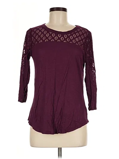 Pre-owned The Limited Outlet 3/4 Sleeve Top Burgundy Keyhole Neckline Tops