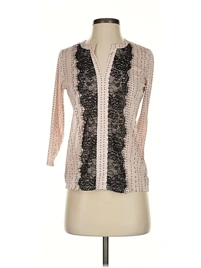 Pre-owned The Limited Outlet 3/4 Sleeve Top Ivory Plunge Neckline Tops In White