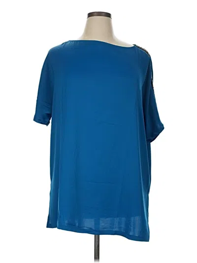 Pre-owned The Limited Short Sleeve Blouse In Blue