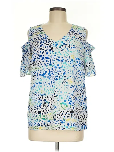 Pre-owned The Limited Short Sleeve Blouse In Blue