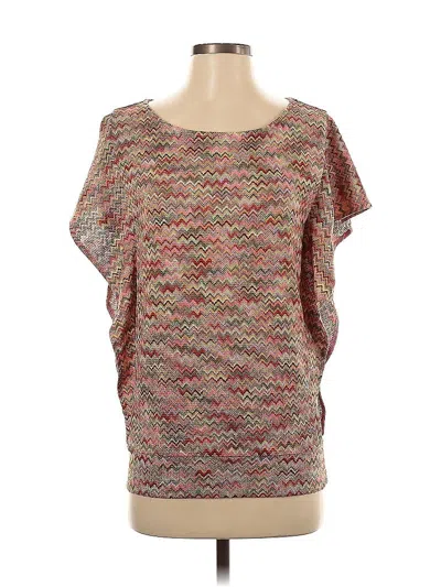 Pre-owned The Limited Short Sleeve Blouse In Brown