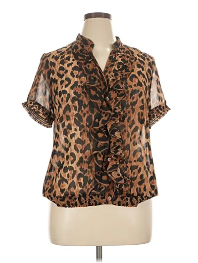 Pre-owned The Limited Short Sleeve Blouse In Brown