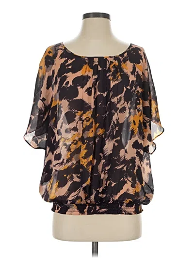 Pre-owned The Limited Short Sleeve Blouse In Brown