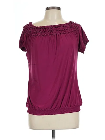 Pre-owned The Limited Short Sleeve Blouse In Burgundy