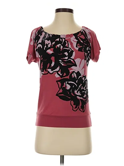 Pre-owned The Limited Short Sleeve Blouse In Burgundy