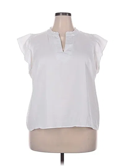 Pre-owned The Limited Short Sleeve Blouse In White