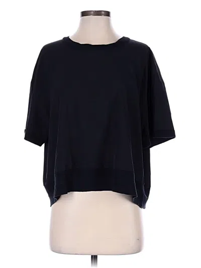 Pre-owned The Limited Short Sleeve Top Black Solid Pattern Crew Neck Tops