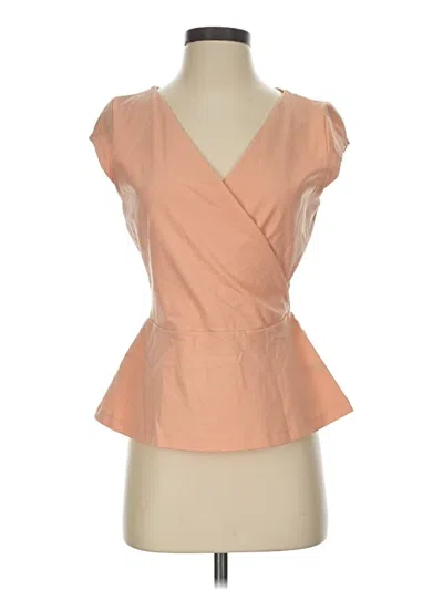 Pre-owned The Limited Short Sleeve Top Tan Plunge Neckline Tops