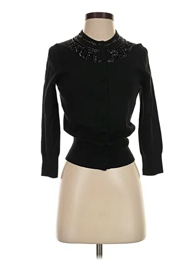 Pre-owned The Limited Silk Cardigan Sweater In Black