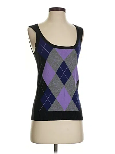 Pre-owned The Limited Sleeveless Top Purple Argyle Pattern Square Neckline Tops