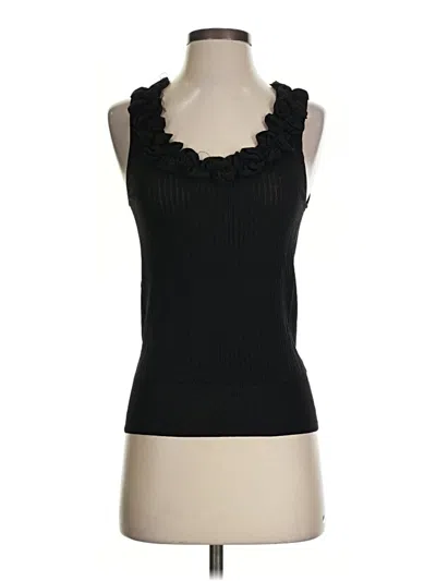Pre-owned The Limited Tank Top Black Ruffles Neckline Tops