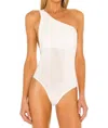 The Line By K Aisling One Shoulder Design Bodysuit In White In White