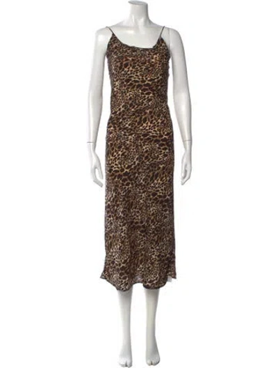 Pre-owned The Line By K Animal Print Midi Length Dress In Brown