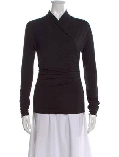 Pre-owned The Line By K Asymmetrical Long Sleeve Top In Black