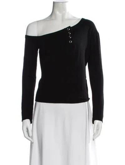 Pre-owned The Line By K Asymmetrical Long Sleeve Top In Black