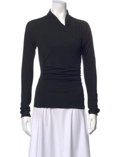 Pre-owned The Line By K Asymmetrical Long Sleeve Top In Black
