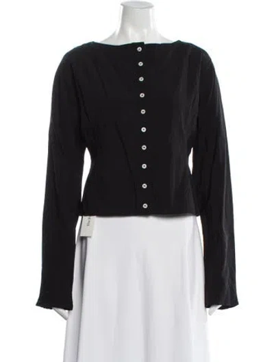 Pre-owned The Line By K Bateau Neckline Long Sleeve Blouse In Gray