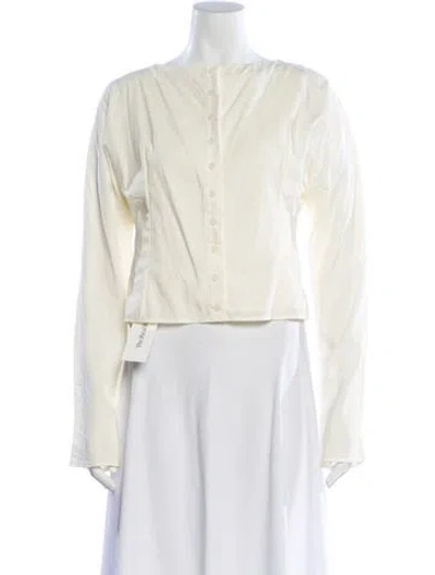 Pre-owned The Line By K Bateau Neckline Long Sleeve Blouse W/ Tags In Neutral