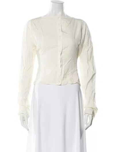 Pre-owned The Line By K Bateau Neckline Long Sleeve Blouse W/ Tags In White
