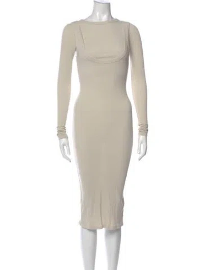 Pre-owned The Line By K Bateau Neckline Midi Length Dress In Neutral