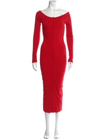 Pre-owned The Line By K Bateau Neckline Midi Length Dress In Red