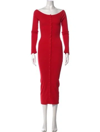 Pre-owned The Line By K Bateau Neckline Midi Length Dress W/ Tags In Orange