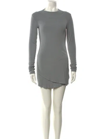 Pre-owned The Line By K Bateau Neckline Mini Dress In Gray