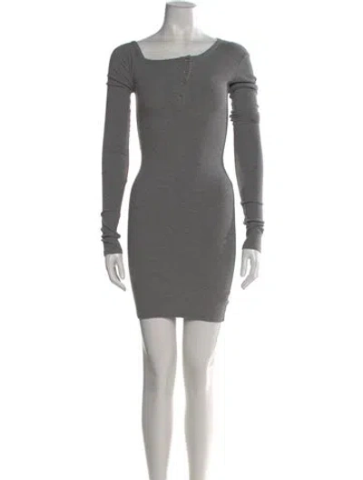 Pre-owned The Line By K Bateau Neckline Mini Dress In Gray