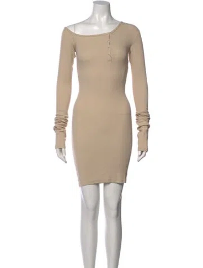 Pre-owned The Line By K Bateau Neckline Mini Dress In Neutral