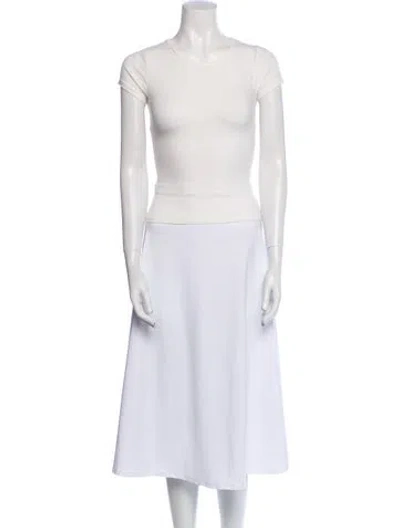 Pre-owned The Line By K Bateau Neckline Short Sleeve Crop Top In White