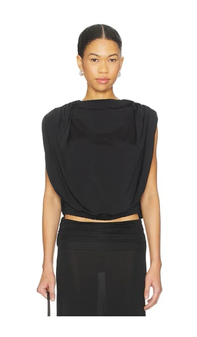 The Line By K Bobi Draped Shell Top In Black