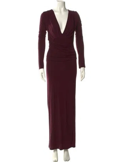 Pre-owned The Line By K Cowl Neck Long Dress In Burgundy