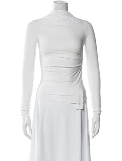 Pre-owned The Line By K Cowl Neck Long Sleeve Top In White