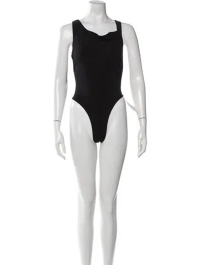 Pre-owned The Line By K Cowl Neck Sleeveless Bodysuit In Black