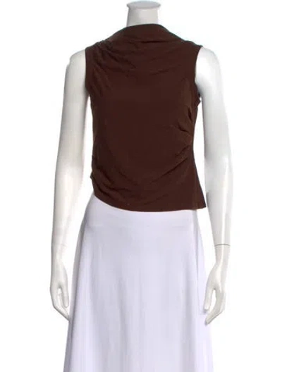 Pre-owned The Line By K Cowl Neck Sleeveless Top In Brown