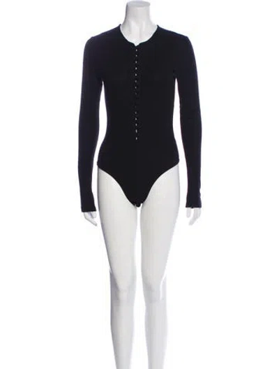 Pre-owned The Line By K Crew Neck Long Sleeve Bodysuit In Black