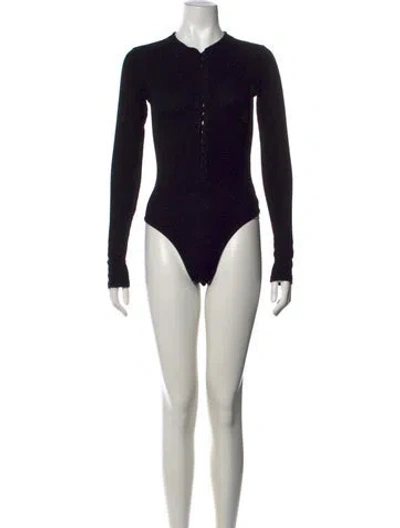 Pre-owned The Line By K Crew Neck Long Sleeve Bodysuit In Black